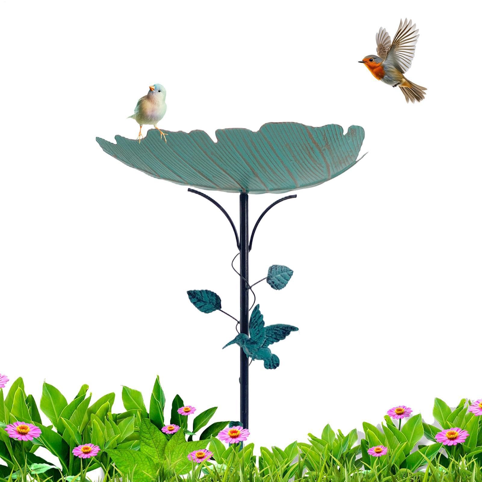 Bain pour oiseaux extérieur haut de gamme avec support en métal robuste style feuille