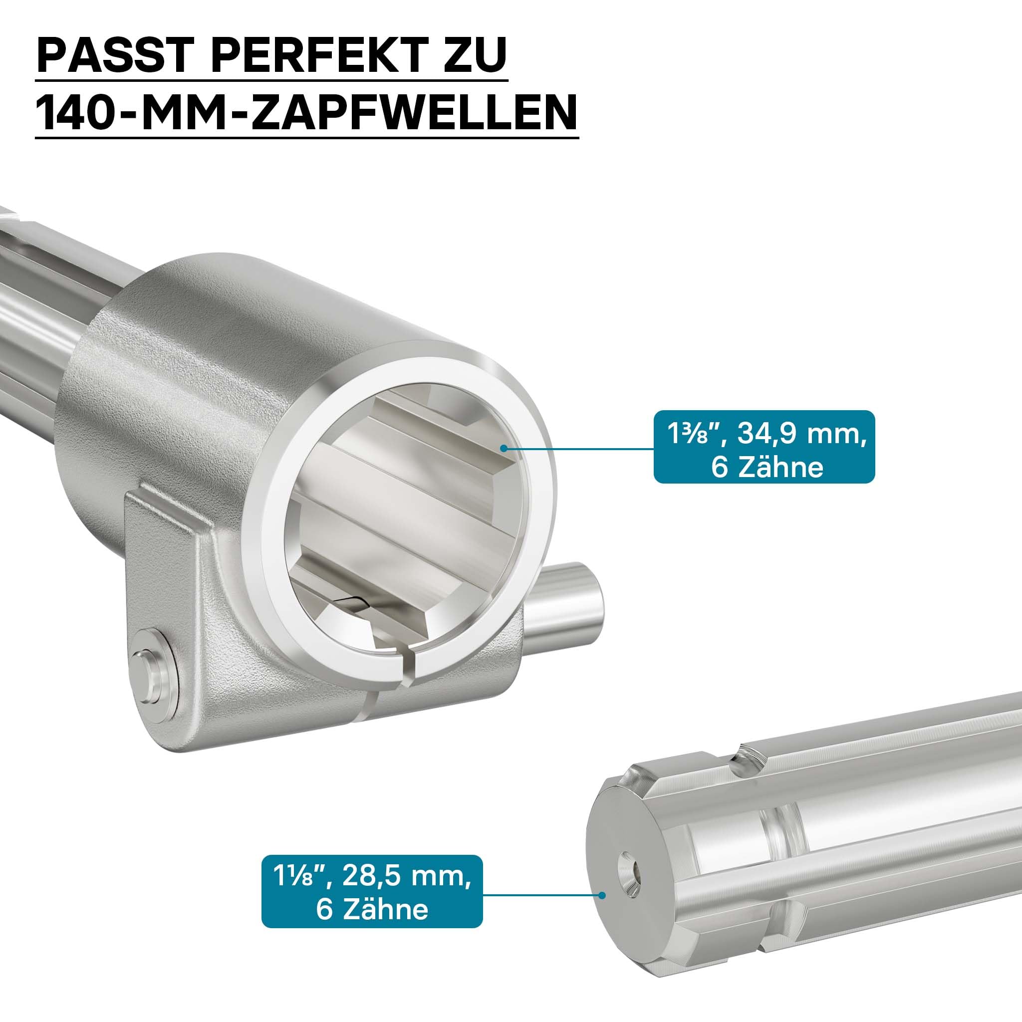 WilTec Manchon de Prise de Force Cardan - Longueur 140 mm - Raccord  logement 1 3/8