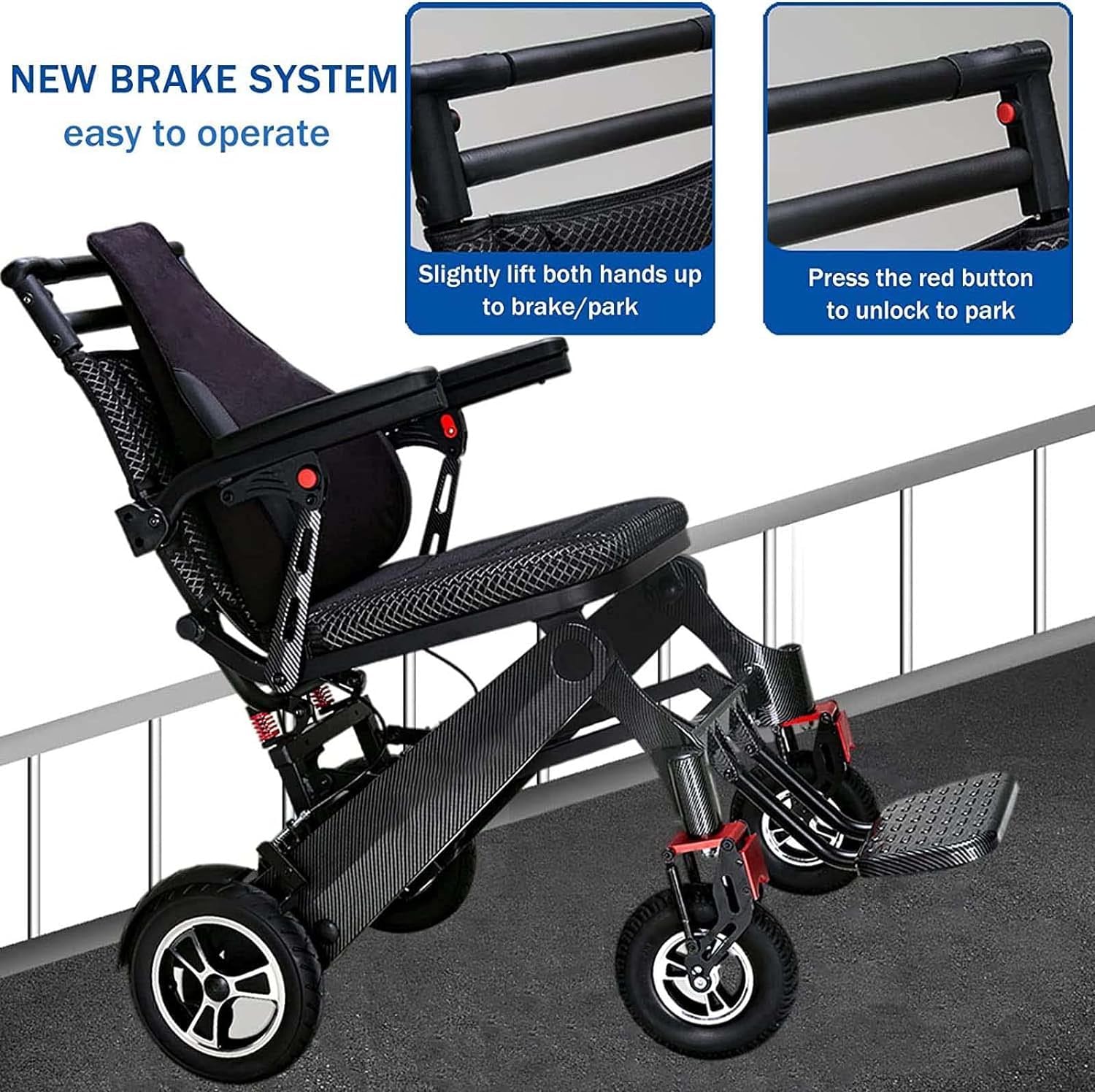 sedia a rotelle Carrello per sedia a rotelle da viaggio pieghevole con freno a mano e bracciolo ribaltabile in lega di magnesio sedia rotelle