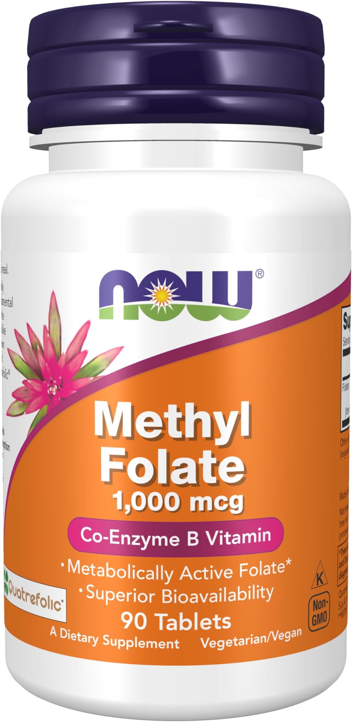 NOW Foods Supplements, Methyl Folate 1,000 mcg, Metabolically Active Folate*, Co-Enzyme B Vitamin Tablets, 90 Count (Pack of 12) 90 Count (Pack of 12) Supplements