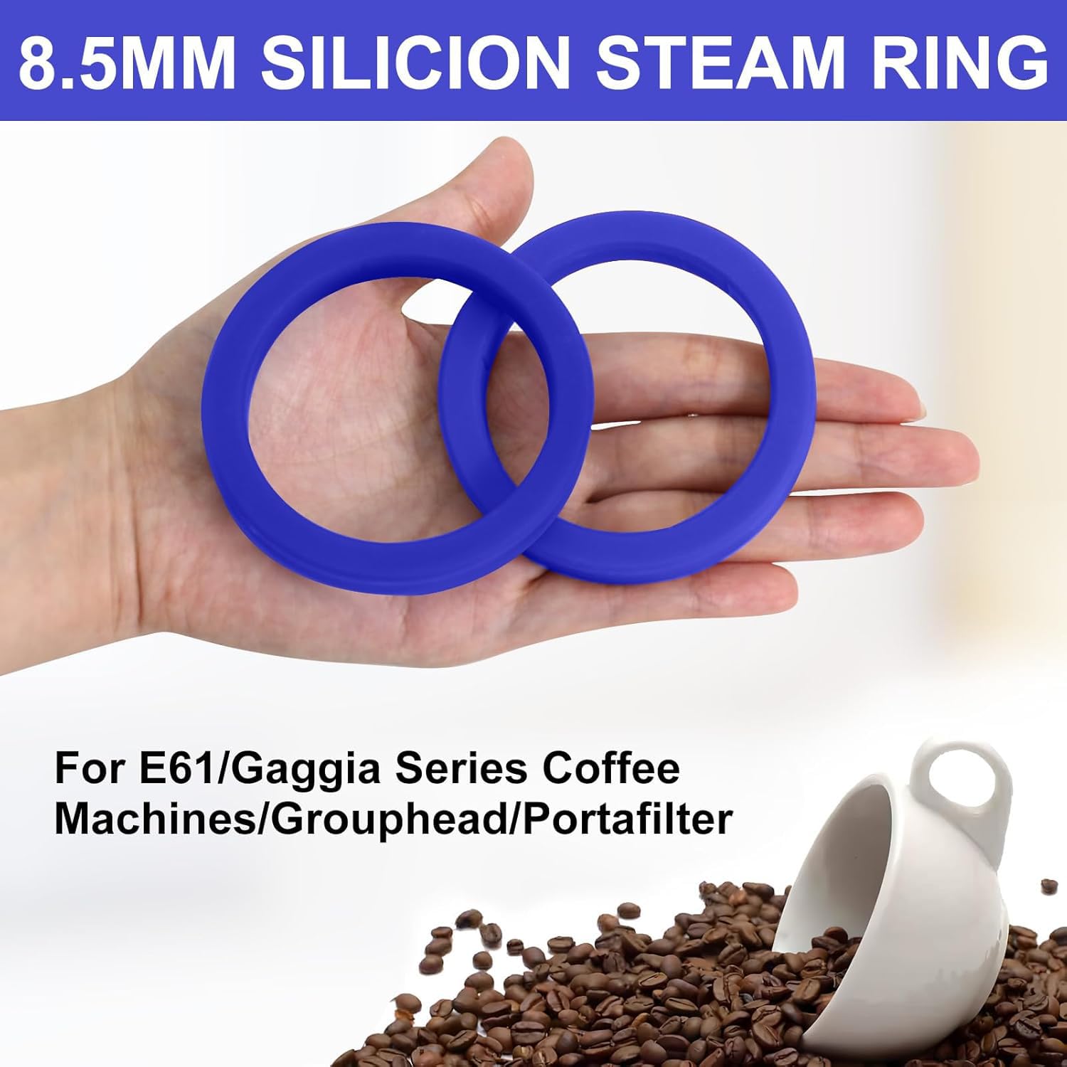 2 Stück Ersatzdichtung für E61 Brühgruppe, Ersatz Dichtung für E61, Dichtungen aus lebensmittelechtem Silikon für Espressomaschine, BPA-frei, Langlebig, Dicht, Blau,73 X 57 X 8,5mm