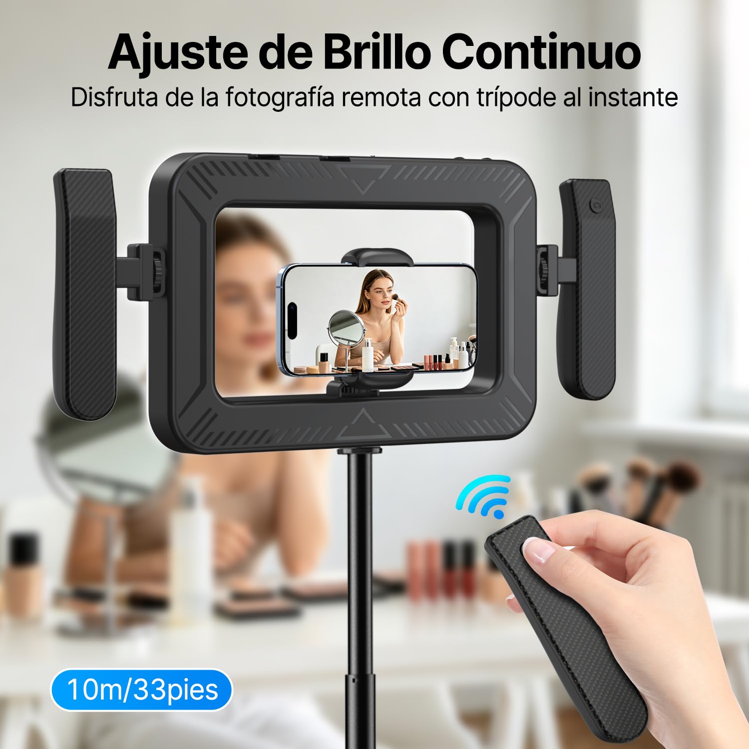yAyusi Estabilizador de Teléfono Portátil con Luz,Luz de Relleno para Grabación de Vídeo con Mango,Aro de Luz LED para Selfies de 3600 mAh con Soporte para Teléfono,Ideal para Vlogs y TikTok