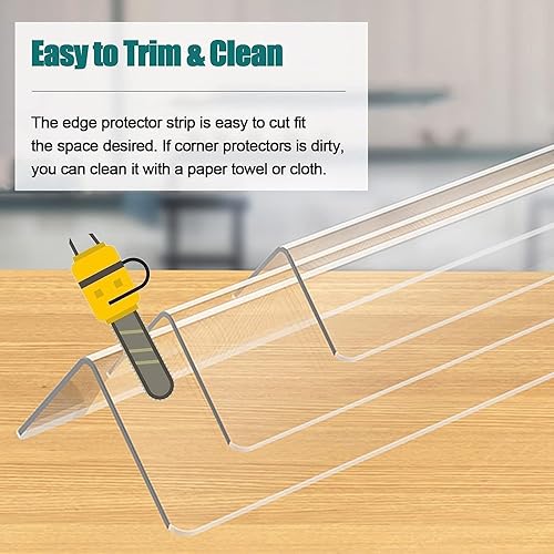 Miniatura 6 de Tira protectora de borde transparente, protector de esquina de pared en forma de L, protector de esquina para muebles, cubierta de decoración de