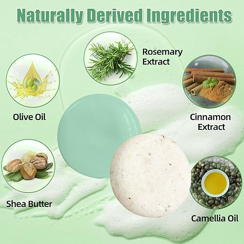 Miniatura 2 de Juego de 2 barras de champú y acondicionador de romero para hombres y mujeres, tratamiento de engrosamiento y crecimiento del cabello, jabón para el