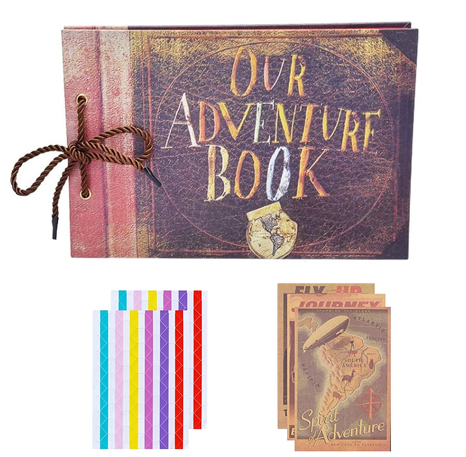 URbazaar Our Adventure Book Set, Handmade DIY Family Scrapbook Photo Album Expandable 11.6 x 7.5 Inches 80 Pages