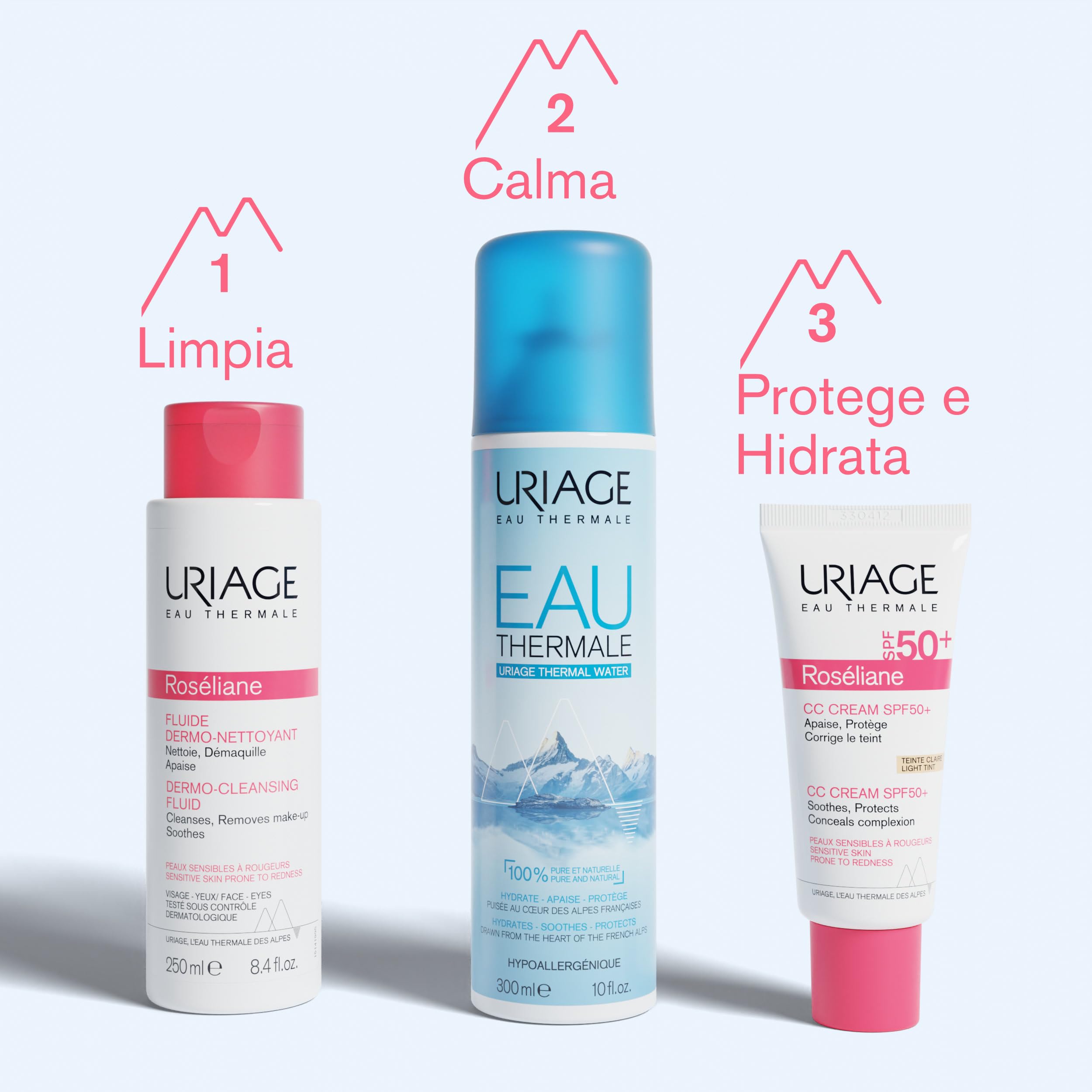 Uriage Roséliane CC Cream SPF50 (jasny odcień), 40 ml, skóra wrażliwa, podatna na zaczerwienienia, ujednolica, nawilża, długotrwałe działanie kojące i ochrona przed słońcem, nie zatyka