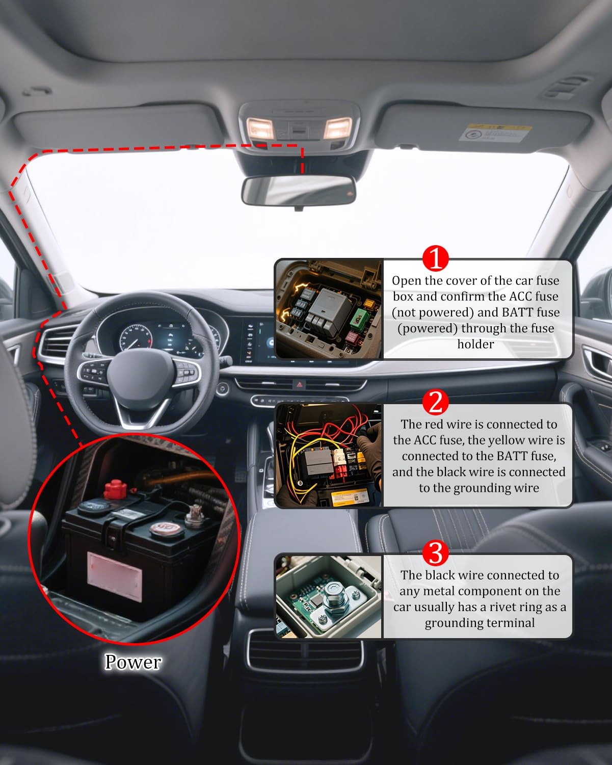 Kit Cablaggio Dashcam USB-C Kit di Cablaggio Hardwire Kit di Tipo C per Dashcam USB-C Dash Cam Hardwire Kit 3,5m DC 12V-24V a 5V/3A con Monitoraggio del 24H Parcheggio Protezione da Sottotensione