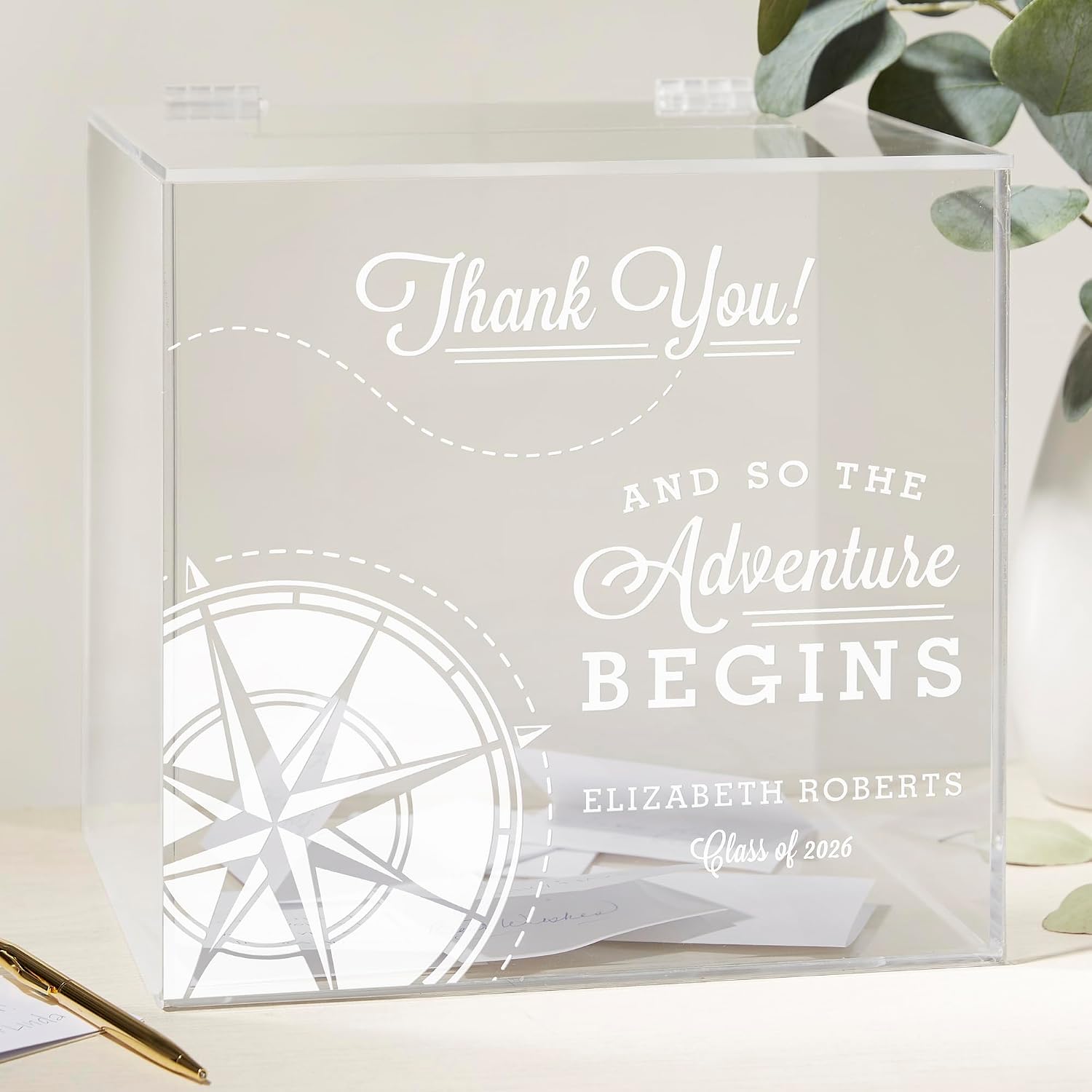 Personalization Universe Graduation Compass Personalized Acrylic Card Box