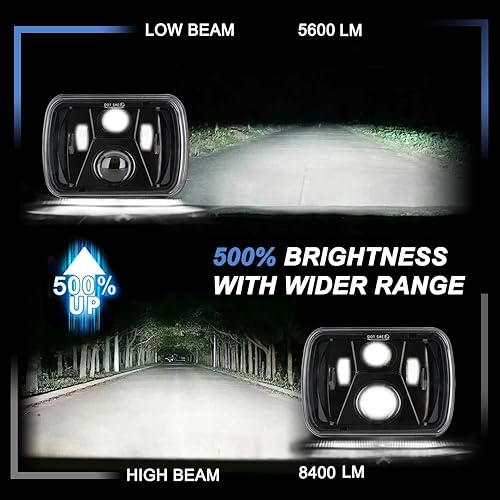 Miniatura 2 de 2 faros delanteros LED H6054 5x7 7x6 de luz altabaja de 110 W con arnés de cables H4-HB3, compatibles con Jeep Cherokee XJ Wrangler YJ Ford Chevy