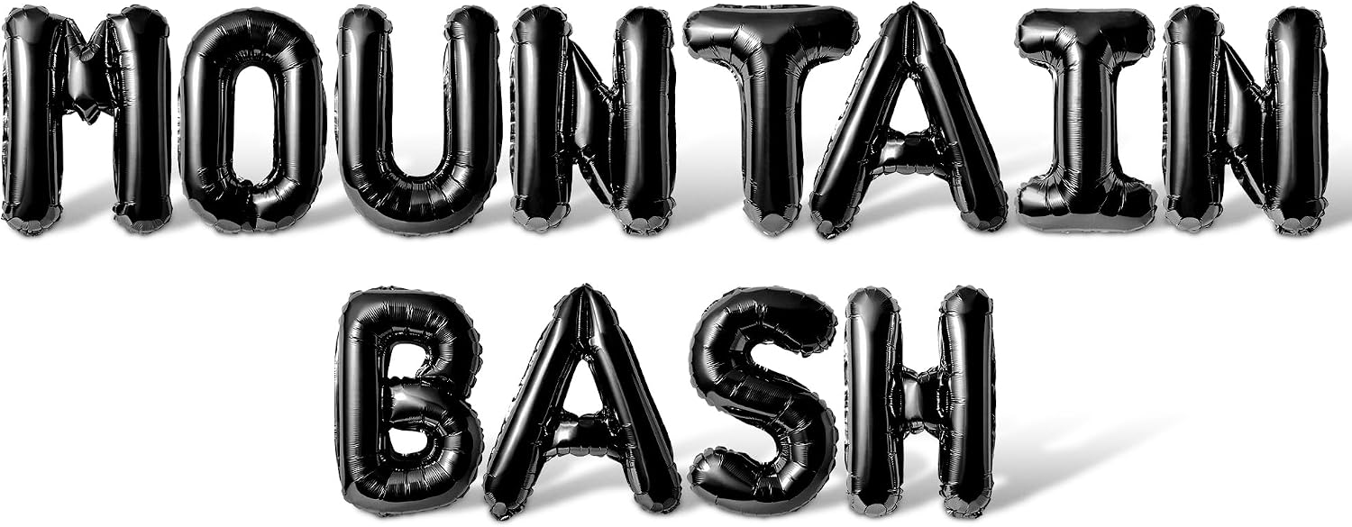 Letter Balloons - MOUNTAIN BASH 16" Inch Alphabet Letters Foil Mylar Balloon Bachelorette Party Banner (Black)