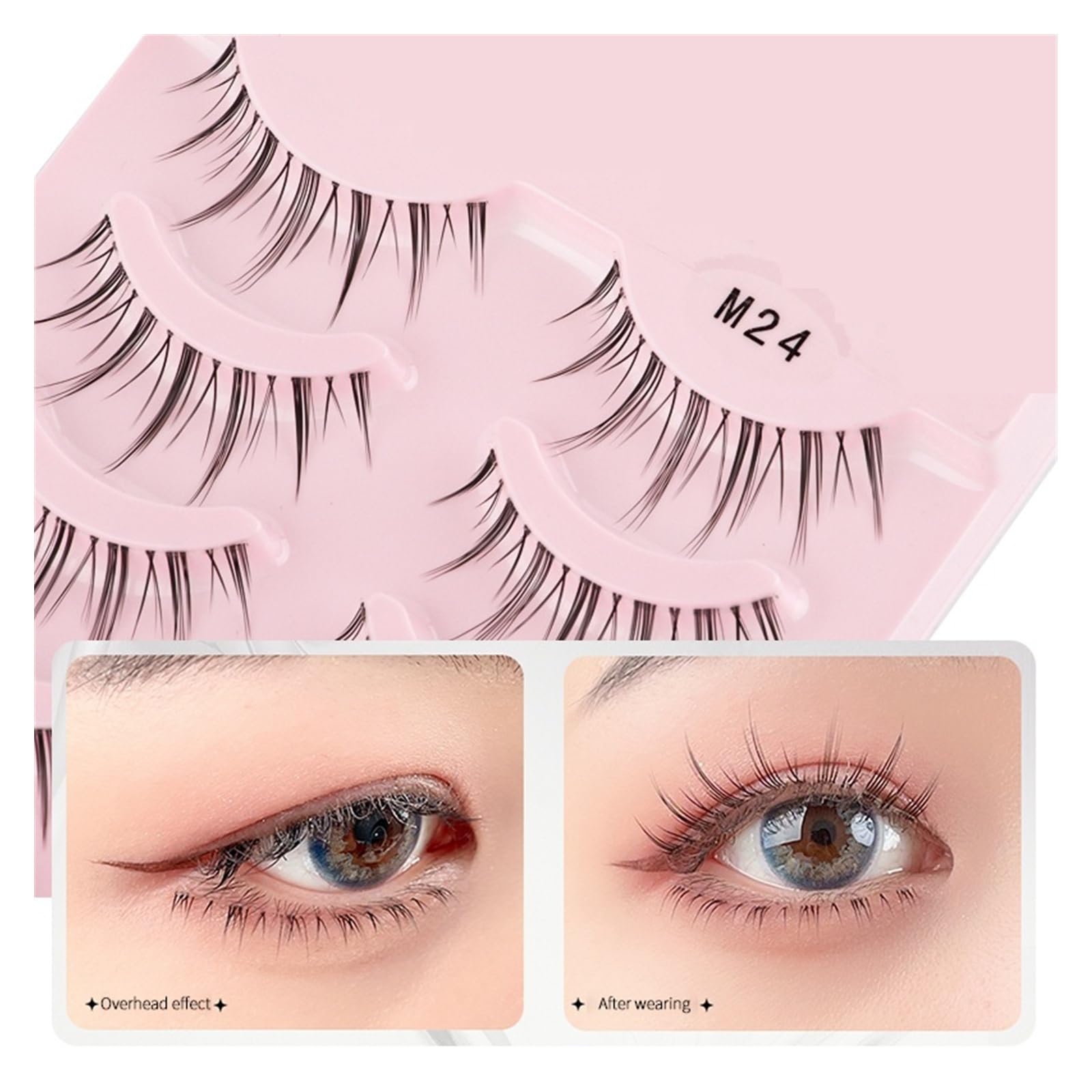 UAMOU 2-50 Boxen Manga Lashes Falsche Wimpern Puppe Koreanische Natürliche Anime Wimpern Stachelige Dicke Faux Nerz Wimpern Streifen Make-Up Cheerfully (Color : M24, Size : 20 boxes)