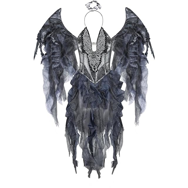 Foto 3 de 7 de WSZJLN Disfraz de ángel caído Oscuro Disfraz de Halloween con alas