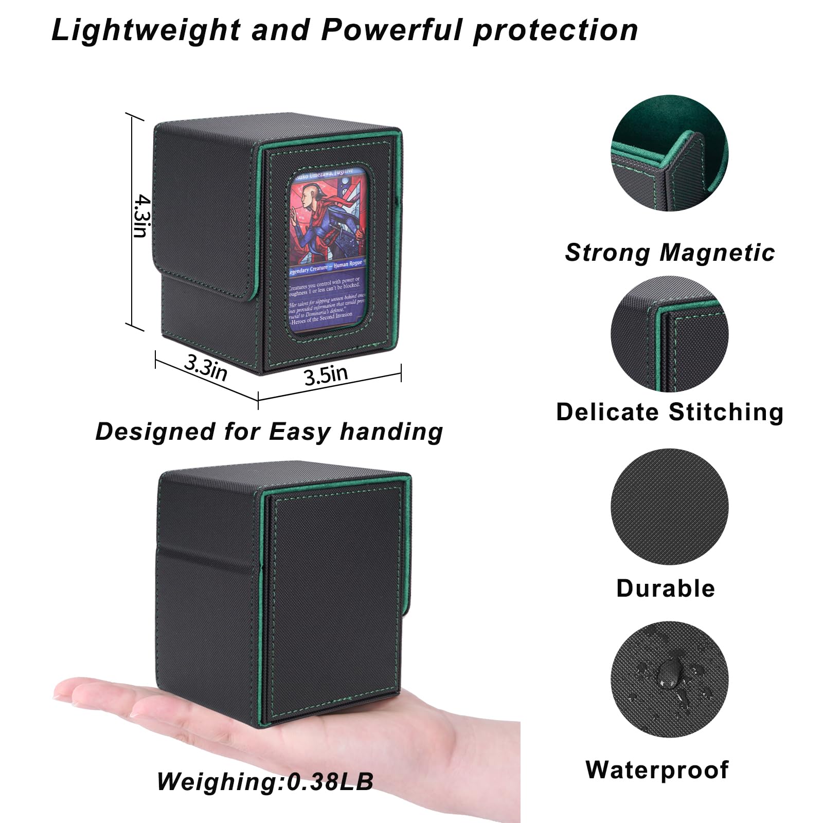 ZLCA MTG Deck Box con finestra Magic Commander, scatola portaoggetti per carte da baseball, può contenere 100 set doppi di carte, scatola portaoggetti adatta per ccg/edh (nero e rosso