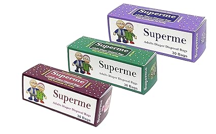 Superme Adults Diaper Disposable Bags (90 Bags) | Extra Large Size 17inch X 19inch | Specially Designed For Adult Diaper Disposal.