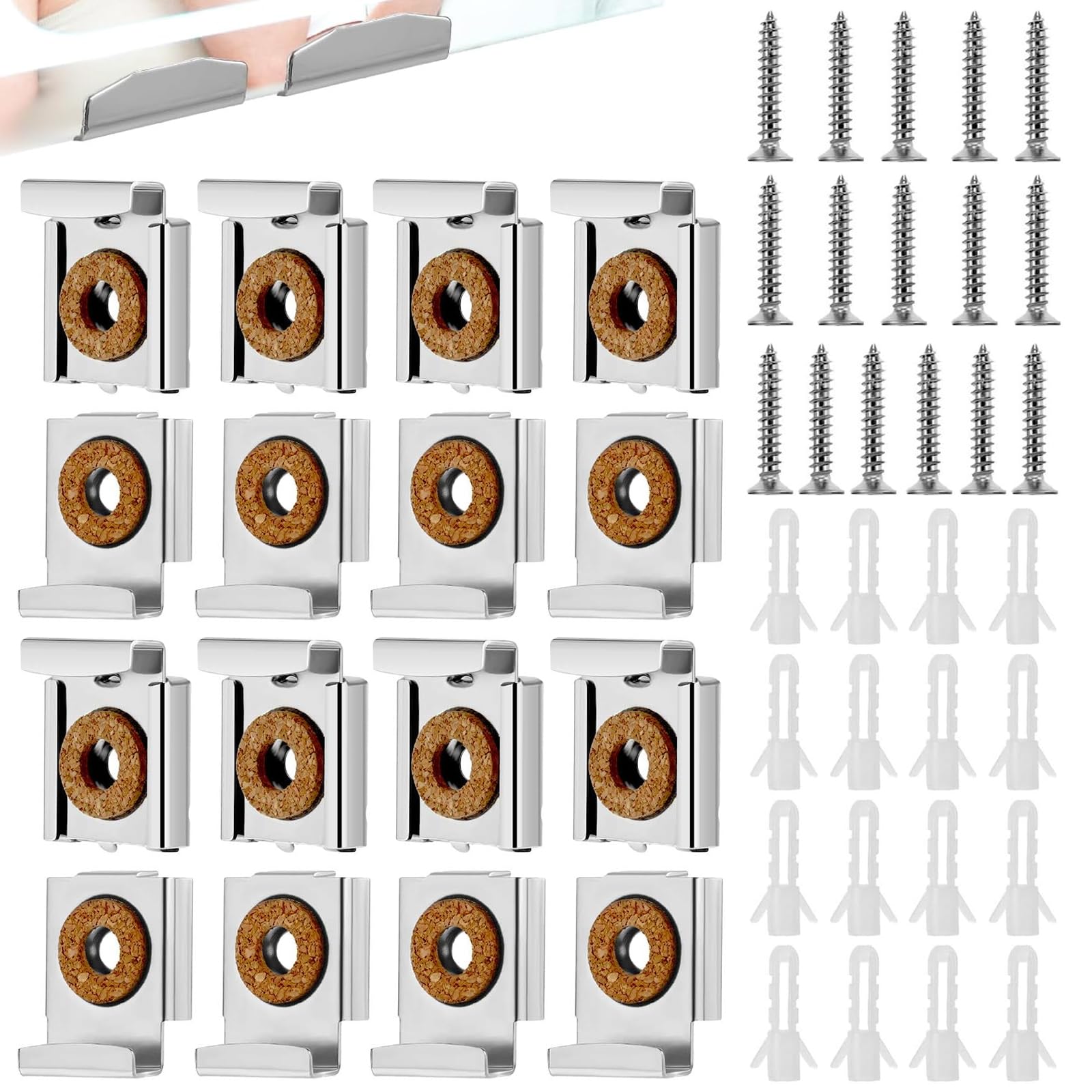 Mirror Clips for Wall Mounting Set,Metal Spring Loaded Hanger Clips Unframed Mirror Mount Clips,Mirror Hanging Kit can Also be Applied to Hang Pictures, Paintings, Plaques, Photos(4 Sets (16 Pieces))-picture-19