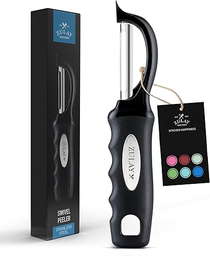 Zulay Kitchen Pelador de verduras prémium para cocina, pelador giratorio con cuchillas de acero inoxidable afiladas y mango ergonómico fuerte, apto