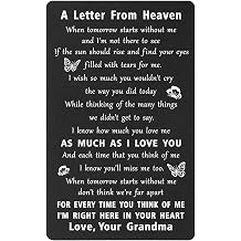 ENGZHI Loss of Grandmother Sympathy Gifts - A Letter from Grandma In Heaven | Sympathy Card, Grieving Gifts, Condolence Gifs, Loss of Grandma, Engraved Wallet Card, Credit Card Size, Aluminum Alloy