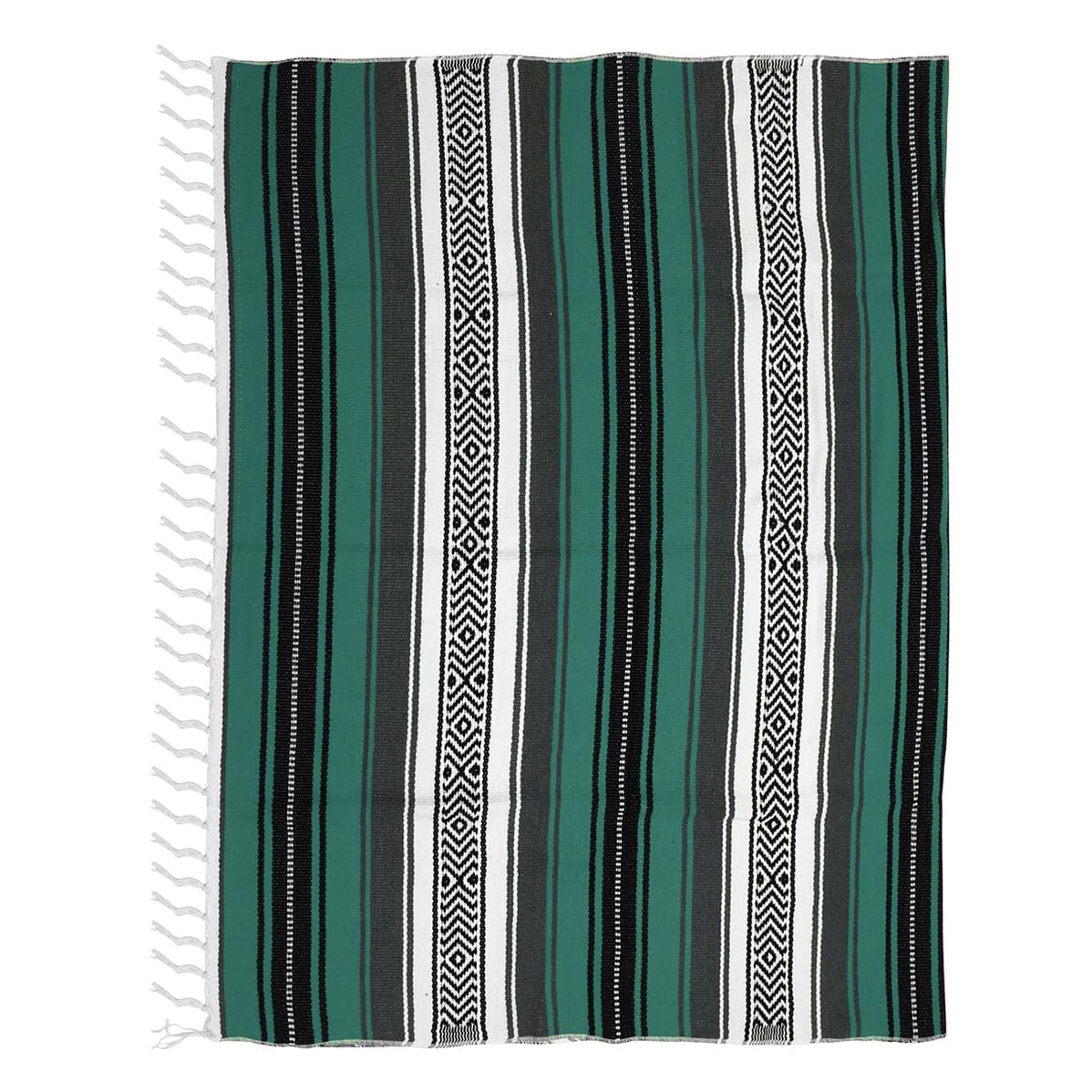 Tapis de yoga vert ou couverture mexicaine tissée pour canapé douillet