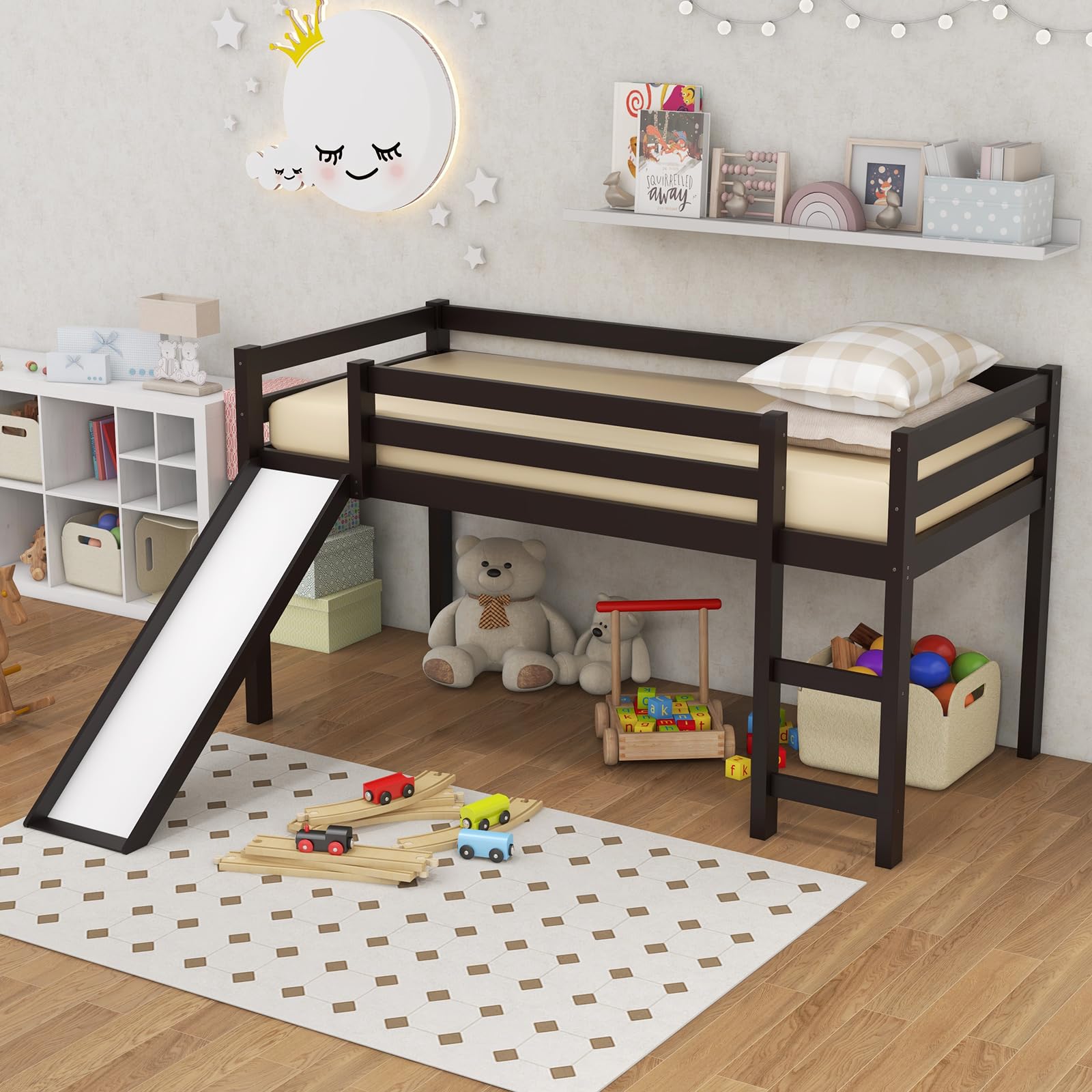 Giantex Wood Loft w/Slide
