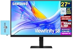 27" ViewFinity S8 (S80UD) 4K UHD IPS Monitor with HDR10, Built-in KVM Switch, Anti Glare, VESA Mount, Flicker Free, Displayport, HDMI & DKZ USB Port Expander, Black (LS27D802UANXGO)