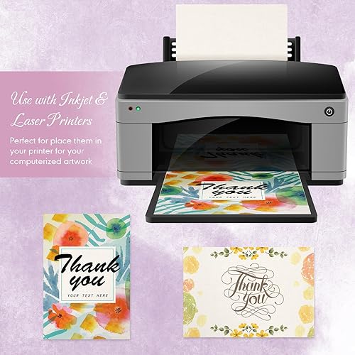 Miniatura 3 de Geosar 200 hojas de cartulina de lino, cartulina de invitación, papel de impresora pesado, 92 libras, 8.82 ozm, tarjetas de índice para portadas de