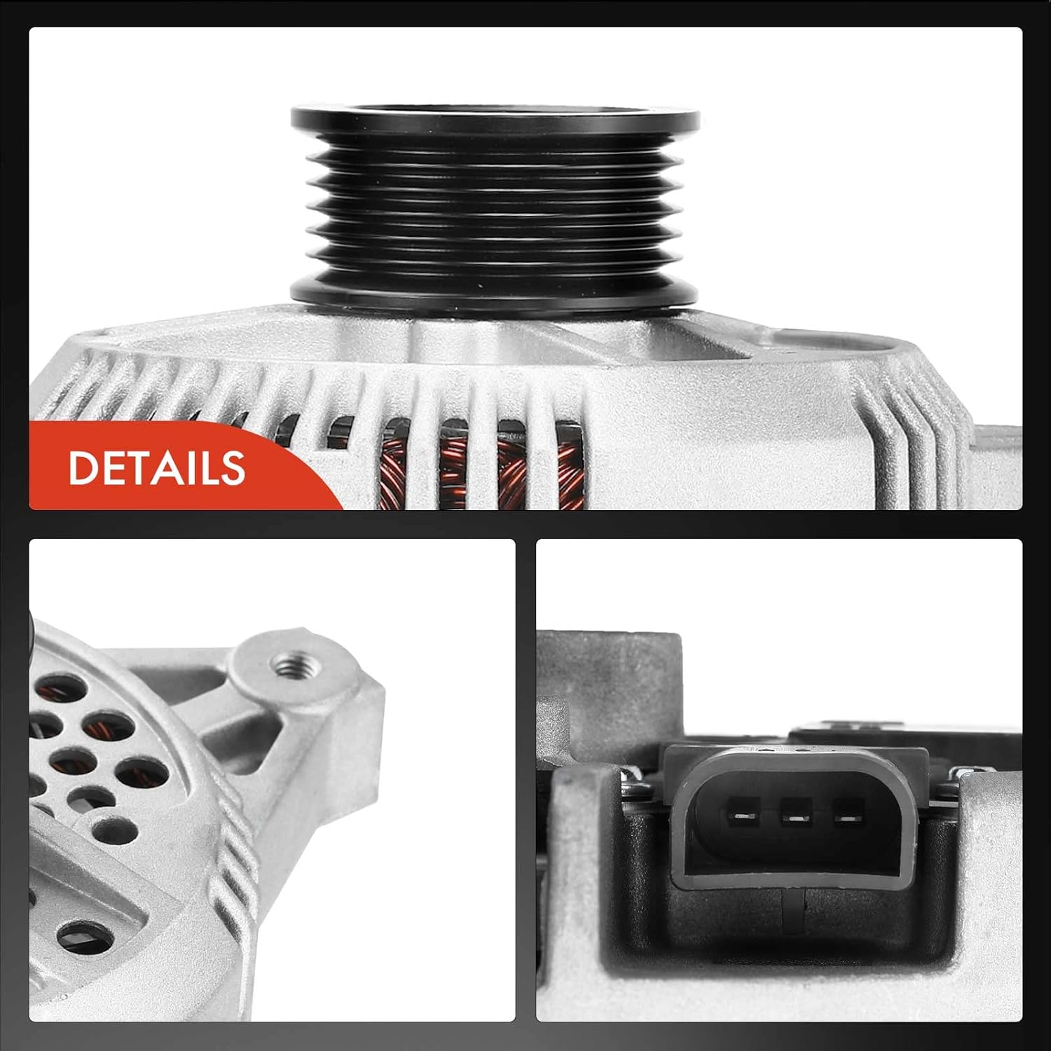 A-Premium Alternator Compatible with Ford F150 F250 F350, F53, E-150 E-250 E-350 Econoline Club Wagon, 130Amp 12V Clockwise 6-Groove Pulley, Replace# F2UU-10300-FA, F6PU-10346-XA, 112924