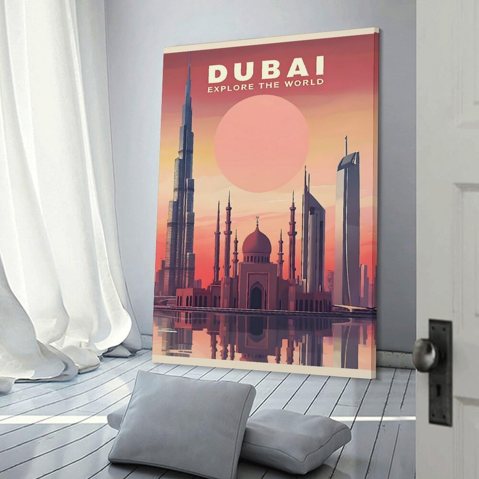 Junmoney Decorative Canvas Print Dubai Travel, 16x24inch(40x60cm), for Office, Study Or Home Workspace, Decorative Artwork for Productive Spaces