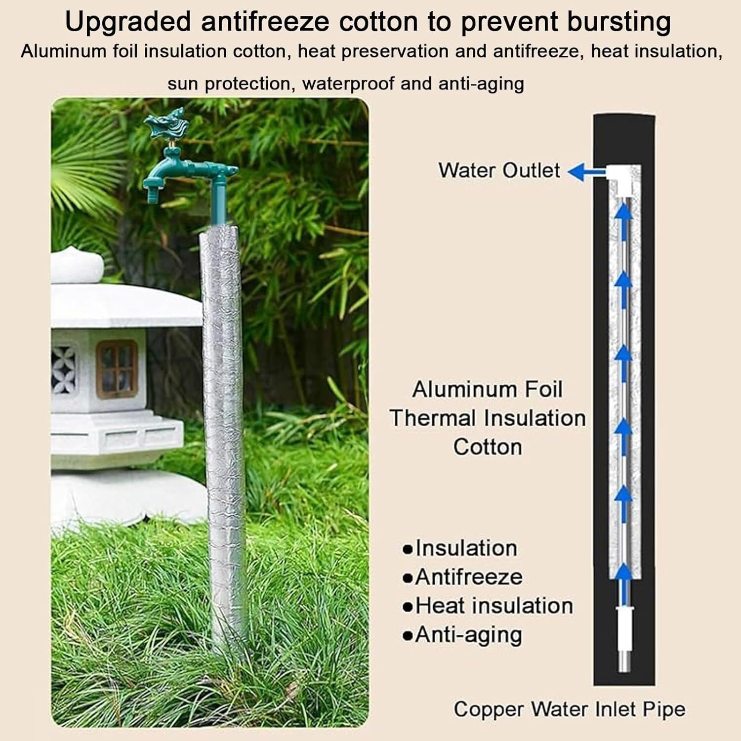 Kupfer-Wassersäule for den Außenbereich, freistehender Gartenhahn for Bewässern und Waschen Hof(Black,80cm/32in)