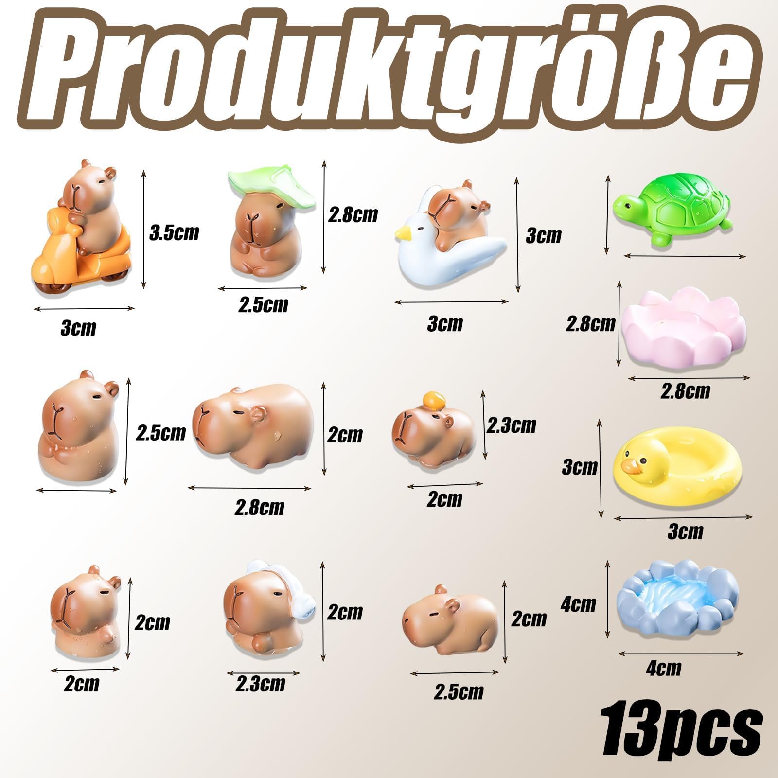 Capybara zestaw 13 figurek Capybara na urodziny, do dekoracji tortu, Capybara, słodki zestaw zabawek Kapibara, do ogrodu wróżek, dekoracja domu, Capybara, miniaturki domku dla lalek, mini twarda