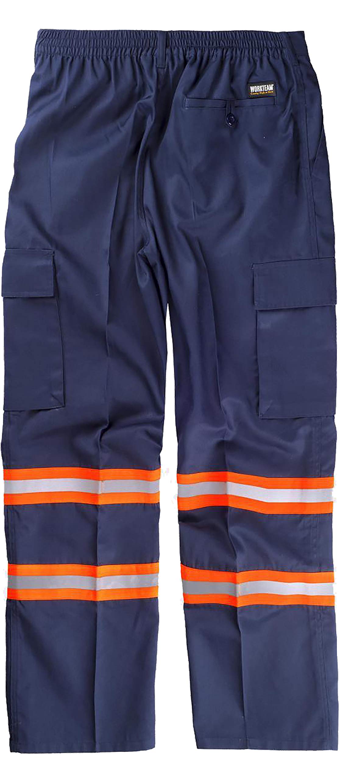 WORKTEAM Pantalón de Trabajo Reflectante EN 17353 Bolsillos Cintura Elástica