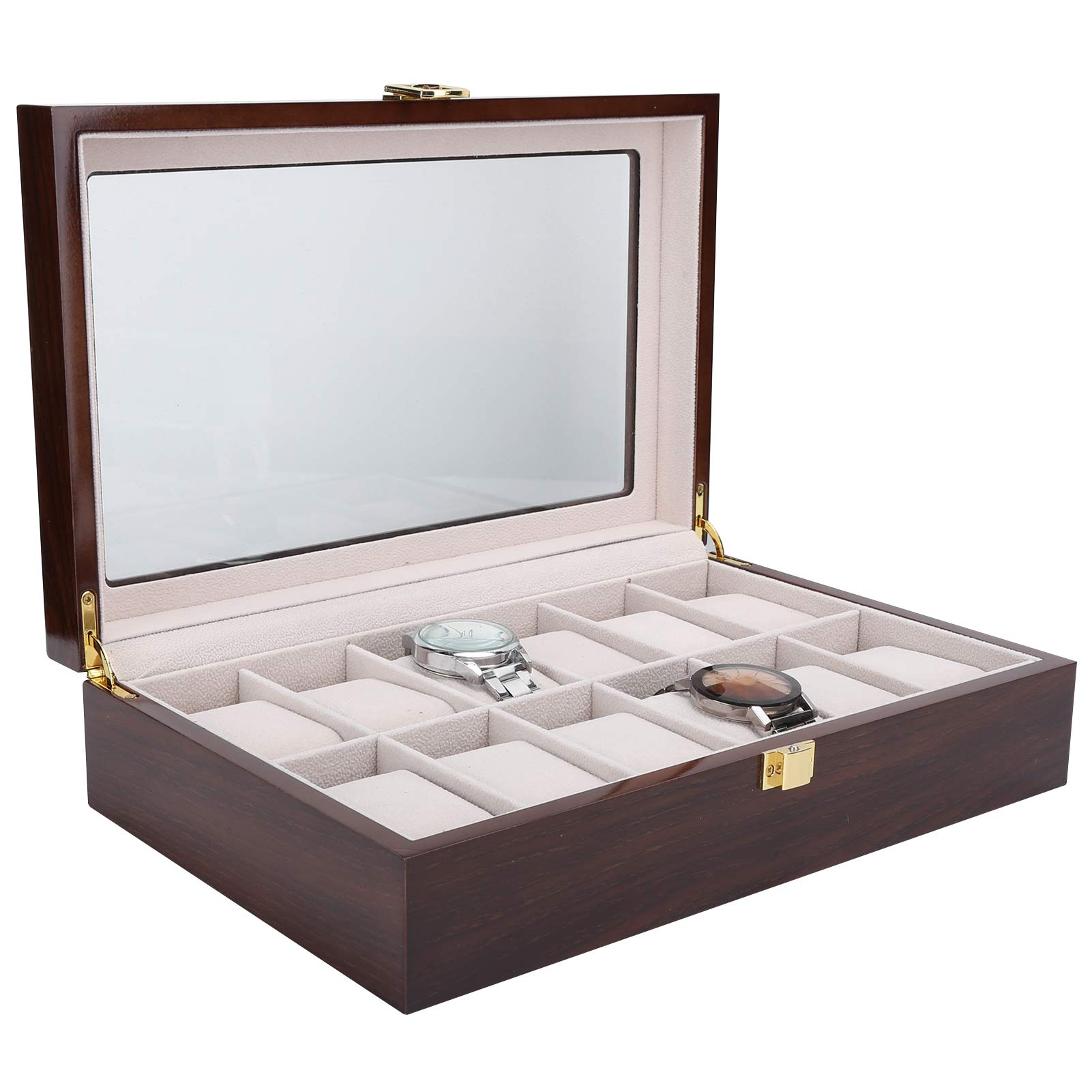 Boîte de rangement en bois pour montres, 12 compartiments