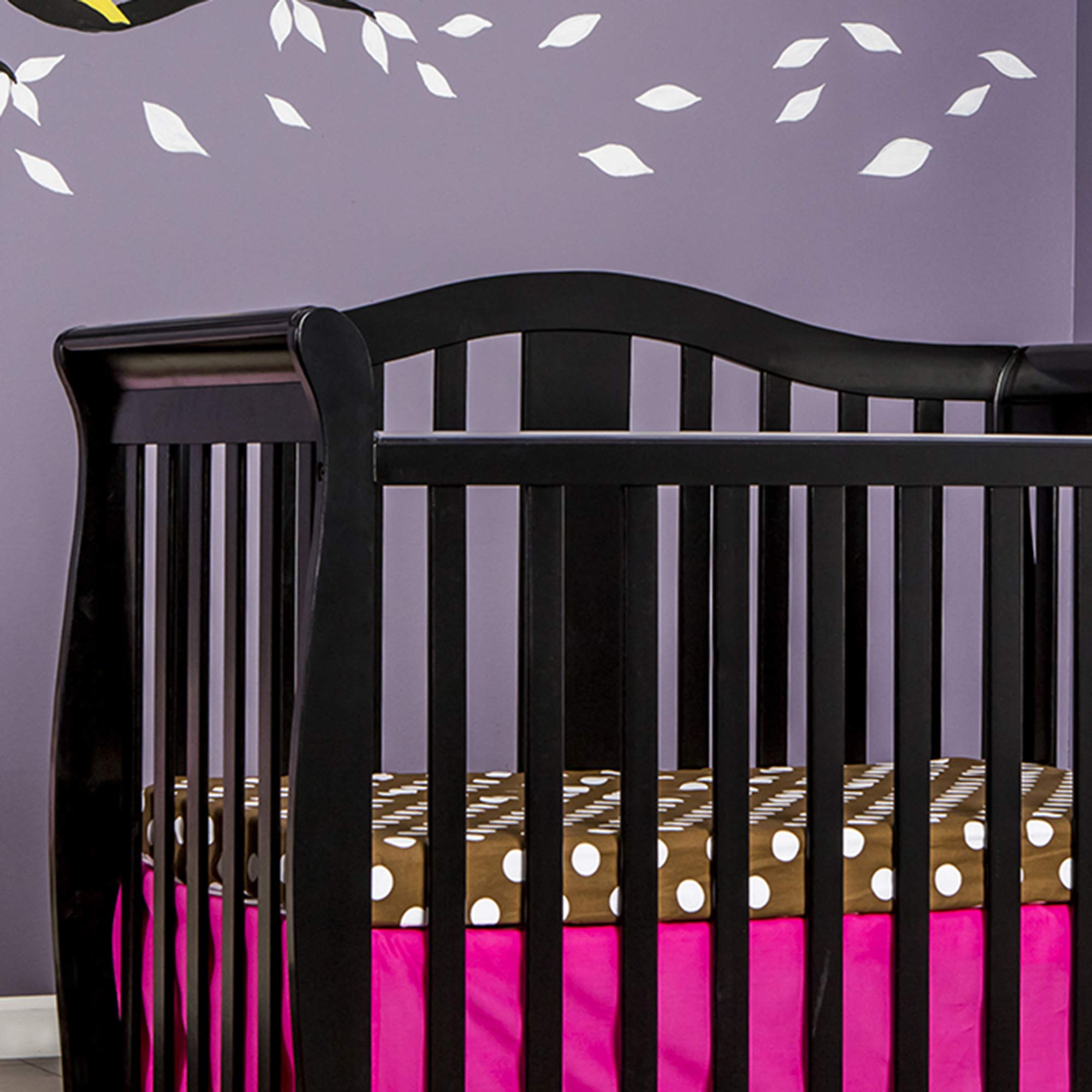 Dream On Me Addison 4-in-1 Convertible Mini Crib in Black, Greenguard Gold Certified