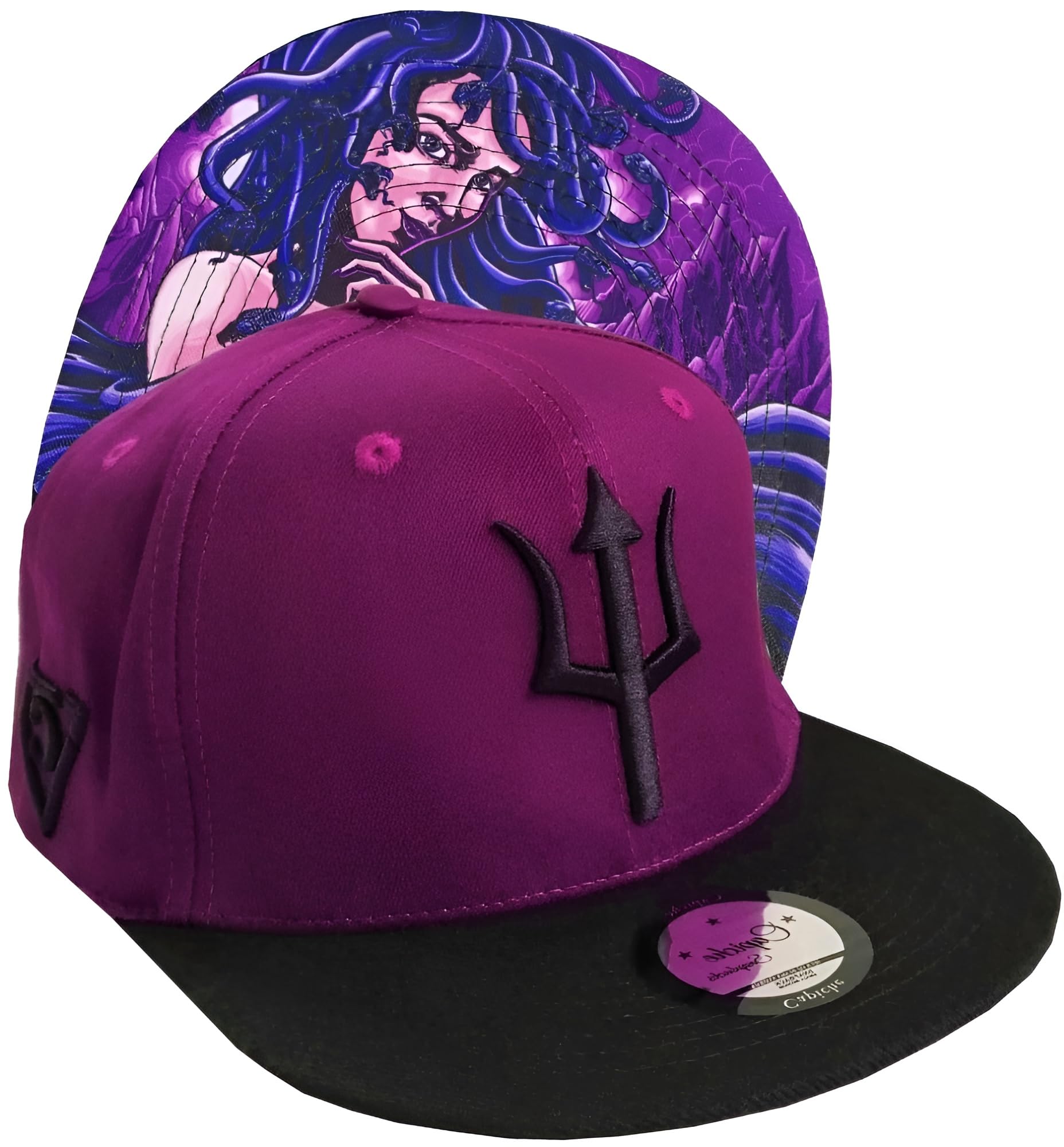 Capiche Unisex [Ancient Greek] Medusa [99+ Variations] Medusa Hat, Purple Snapback, Greek Mythology Baseball Cap For Men & Women, Goddess, Black Cap, Snake Design, Tattoo Gaming Hats, Flat Brim, Trident, Slytherin