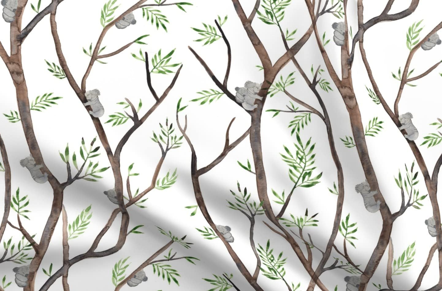 Spoonflower Fabric - Eucalyptus Trees Koala Bears Animal Tree Watercolour Australia Printed on Minky Fabric by The Yard - Sewing Baby Blankets Quilt Backing Plush