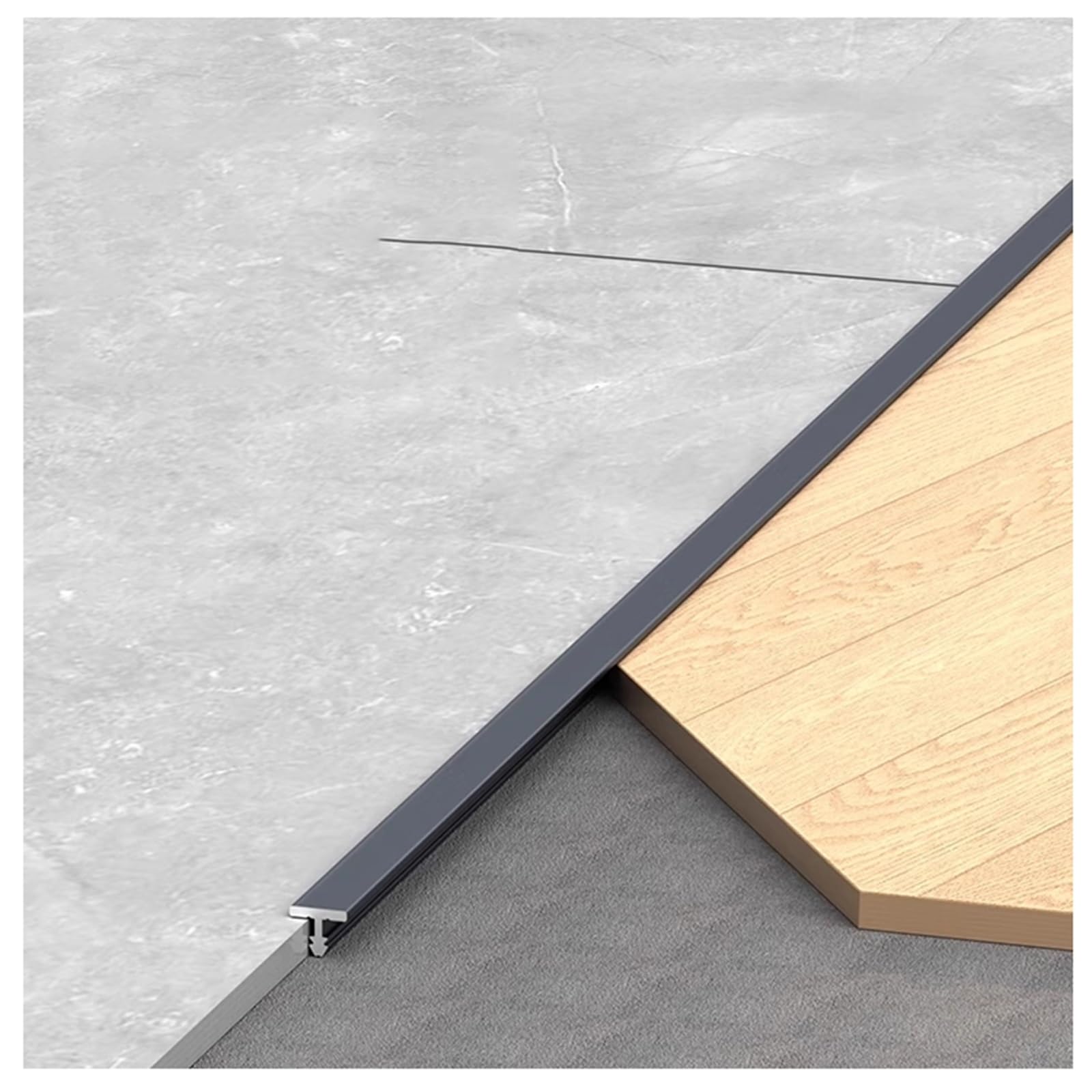 T-Profile Aluminium Threshold Strips Laminate Floor Strip, Pack of 3, 100cm/39.3" Edging Trim Strip for Home Door Floor(Gray,8.0mm/0.31in)