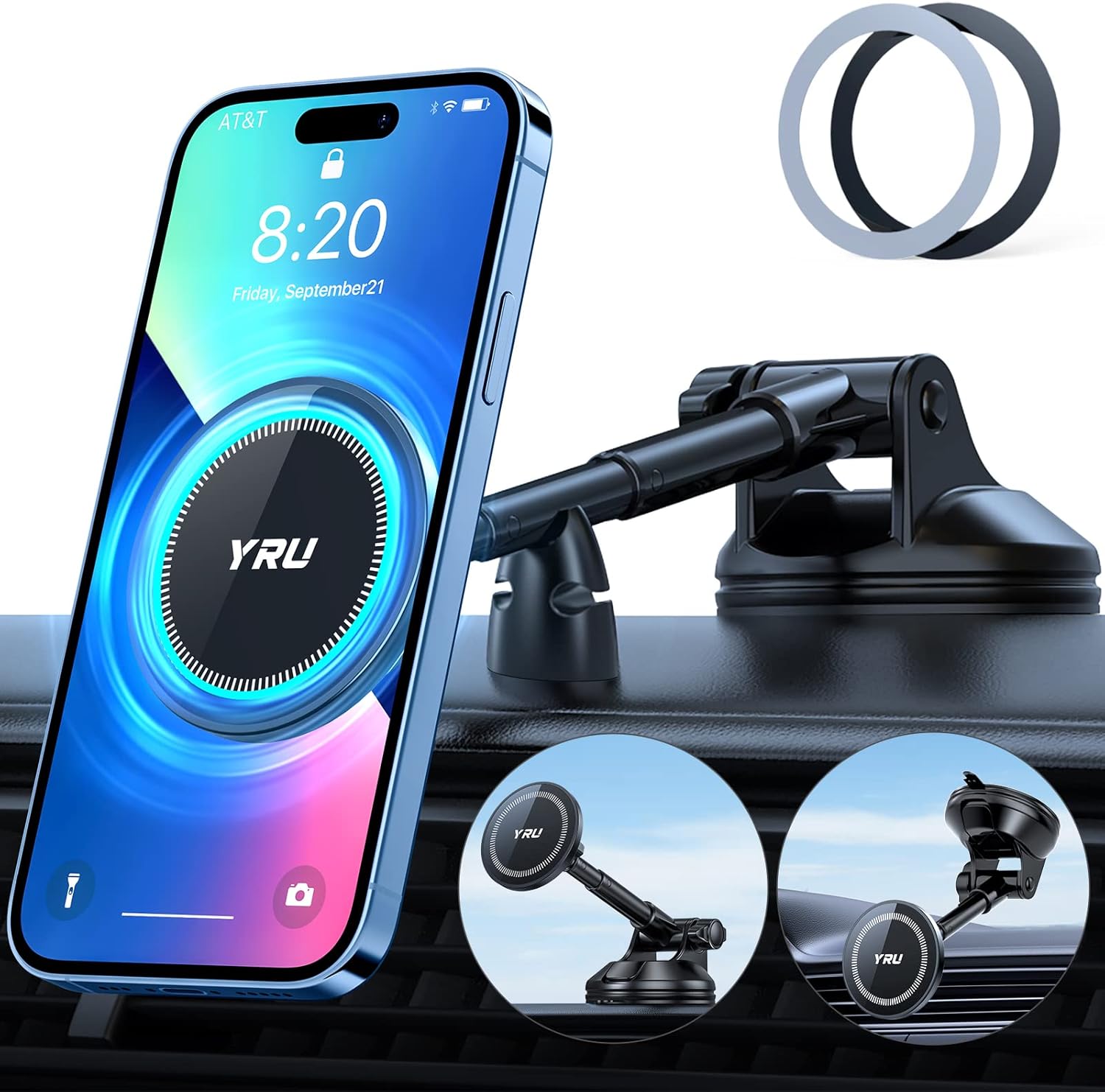 【Upgraded】 YRU Phone Holder for Car【Strong for magsafe