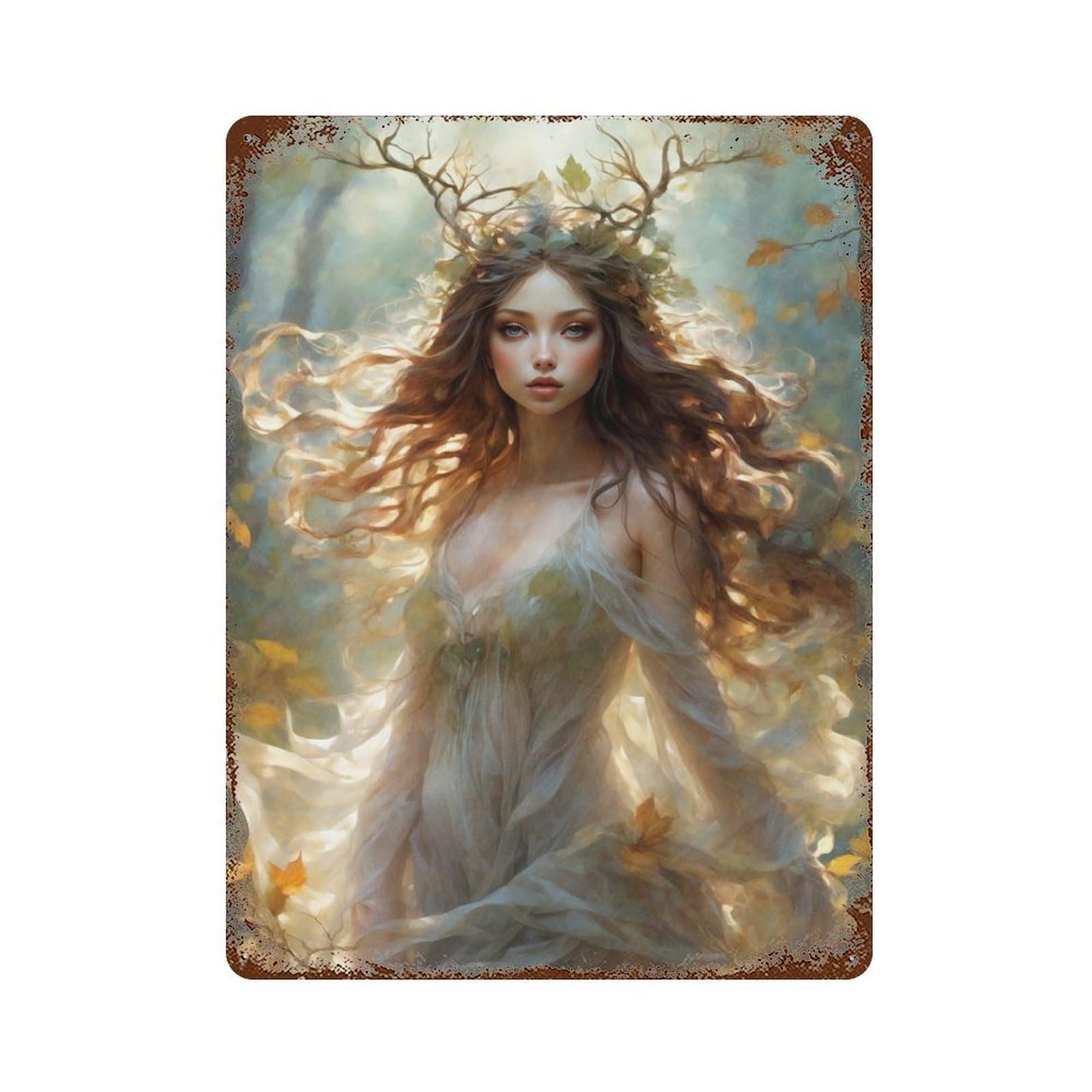 Garage Style Dancing Nymph Vintage Rust Metal Sign 15.7"x11.8", Retro Wall Decor for Bar And Workshop