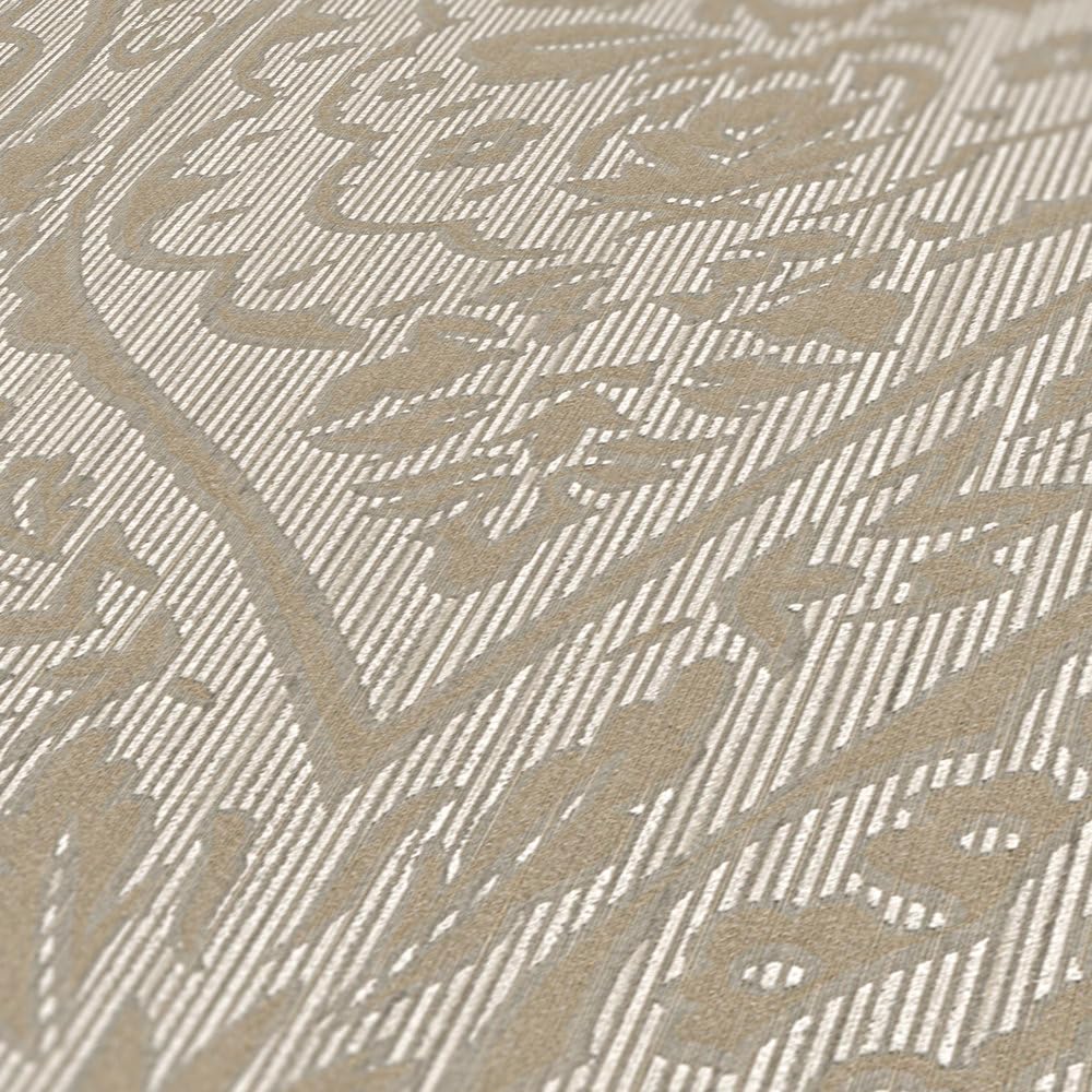 A.S. Création Architects Paper Textiltapete Tessuto 2 Tapete mit Ornamenten barock 10,05 m x 0,53 m beige braun Made in Germany 961956 96195-6