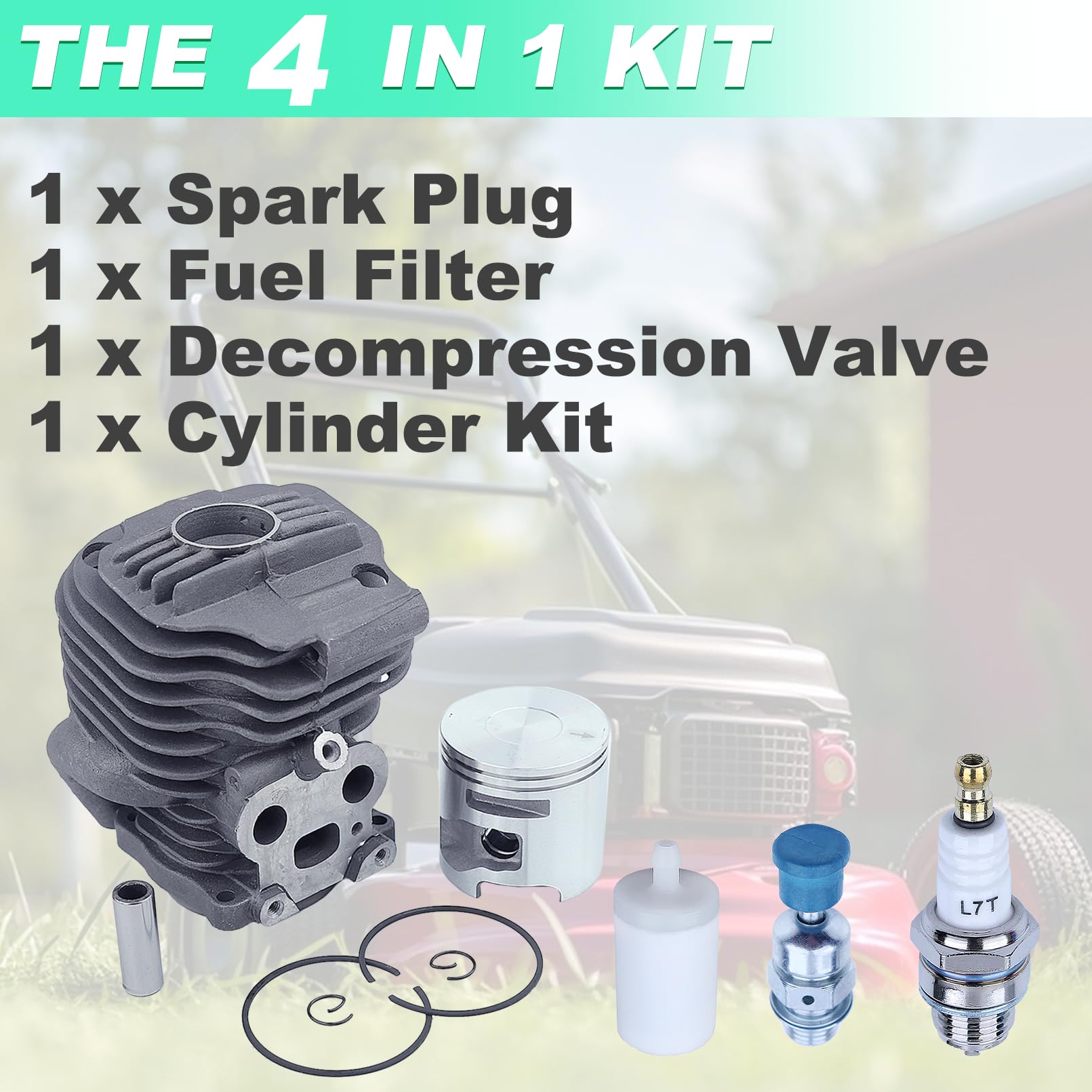 Adefol Kit de pistón de cilindro para Husqvarna K760 K750 cortadora, Cilindro con bujía, válvula de alivio de presión y filtro de combustible, Repuesto 506 38 61-71