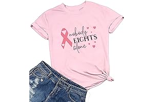 Nobody Fights Alone Breast Cancer T-Shirt for Women