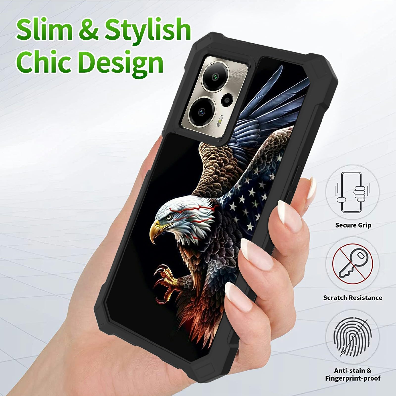 Ailiber For AT&T Motivate Pro 5G Case, Cricket Outlast 5G 2024 Phone Case, With Screen Protector, Dual Layer Shockproof Silicone Bumper, Non Slip Back, Heavy Duty Rugged Cell Phone Cover-Black