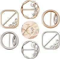 Vista 8 de Clips de camiseta 9 piezas, botón anudado de esquina de ropa, moda aleación perla diamantes de imitación círculo clip hebilla camisa redonda bufanda