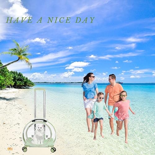 Miniatura 7 de TripleHare Mochila transportadora de mascotas transparente y totalmente transpirable con ruedas para perros, gatos, loros o conejos, múltiples