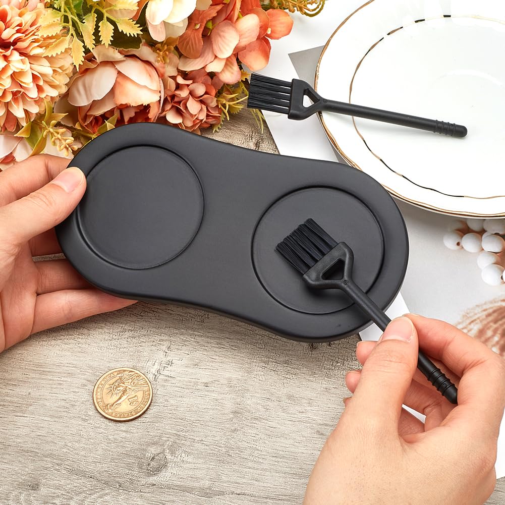 GORGECRAFT Plateau Bois Pour Moulins à Sel & Poivre – Support Élégant Pour 2 Moulins, Rangement Cuisine Noir