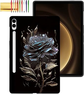 Dteck Slim Case for Galaxy Tab S6 10.5 inch 2019 Model SM-T860/T865/T867,Ultra Thin Lightweight Elegant Soft TPU Anti-Scratch Protective Back Case for Samsung Galaxy Tab S6 10.5-inch,Black Rose
