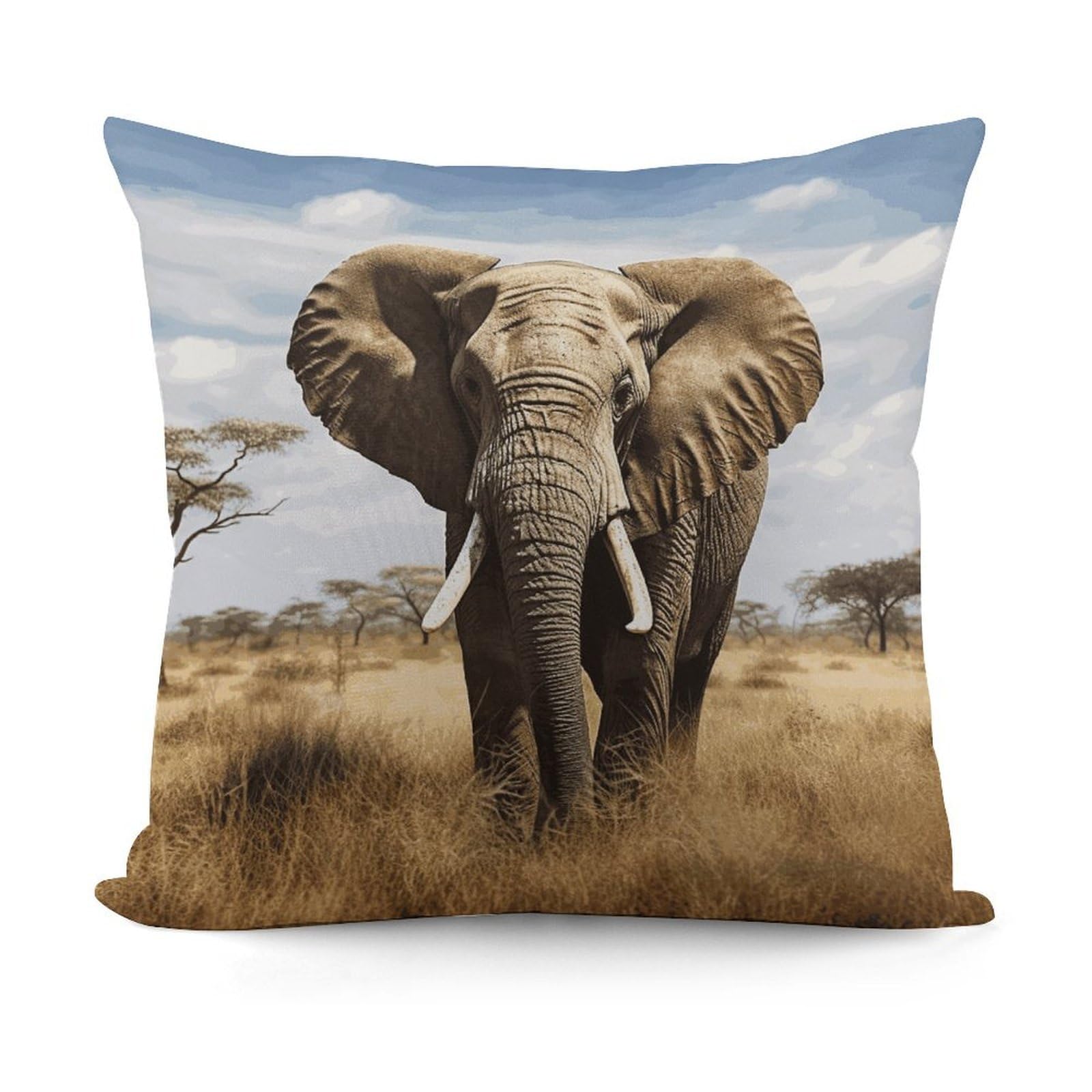 VstaDank Elephant Pillow Covers Soft Plush Decorative Square Pillow Cover Modern Breathable Pillowcases Pillowcase with Invisible Zipper 18x18 Inches for Sofa Living Room