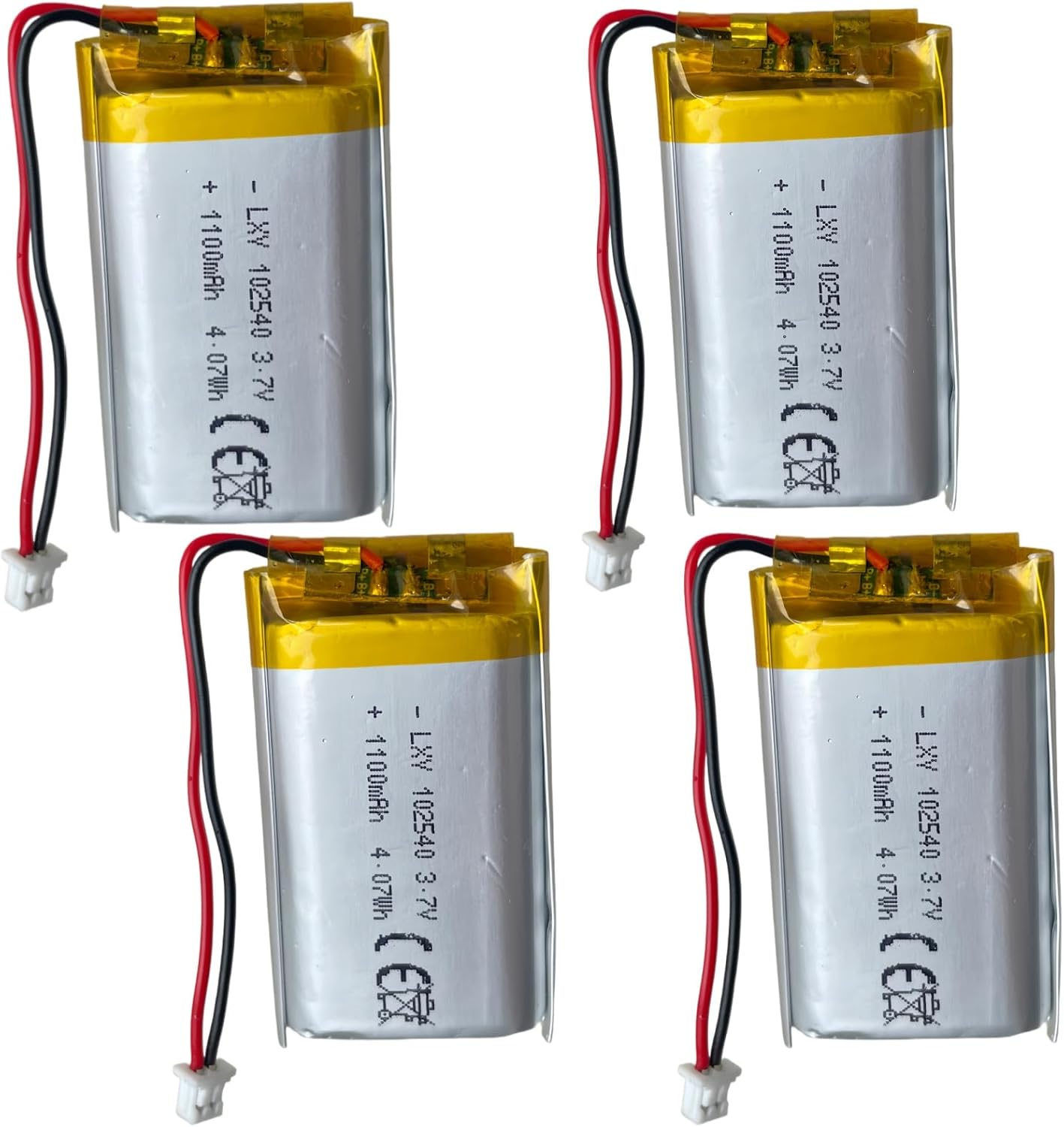 3.7v Polymer Lithium Battery 1100 mAH102540 Rechargeable Lithium Battery Ideal for Electronic Products Projects Below 3.7-5V JST Connector 1.25 (1Pack)