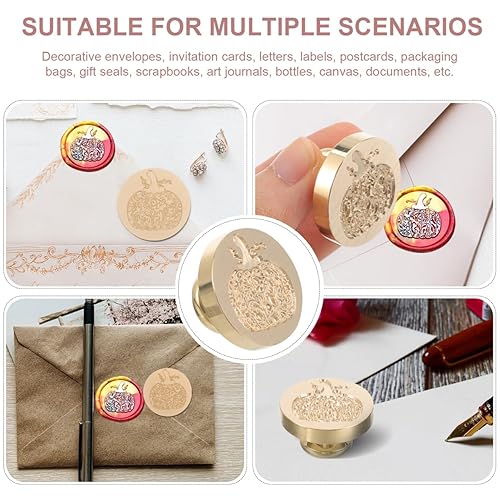 Miniatura 6 de SEWACC Sello de cera de calabaza de repuesto para Halloween, vintage, cabezas de sello de cera para invitaciones, sobres, tarjetas, Acción de