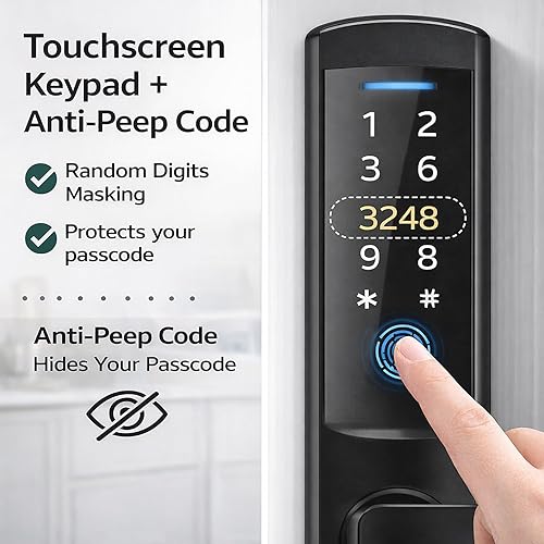 Miniatura 5 de Cerradura de puerta inteligente con huella digital: cerradura electrónica para puertas correderas, teclado digital, entrada sin llave, aplicación