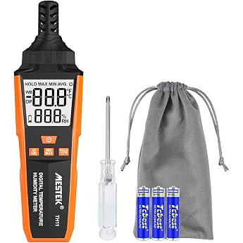 MESTEK Thermo-Hygrometer 4-in-1 Hygrometer Thermometer Indoor/Outdoor Measurement Temperature Humidity Dew Point Temp and Humidity Ball Temp Portable for Home Garden and Camping Outdoor Adventure